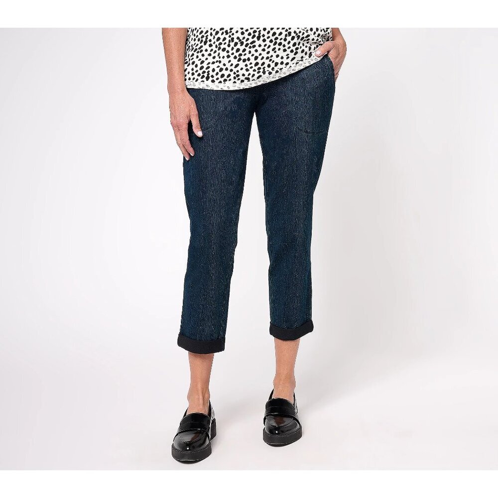 New Women with Control Indigo Prime Stretch Denim Petite Crop Jean Petite 3X - Picture 1 of 5